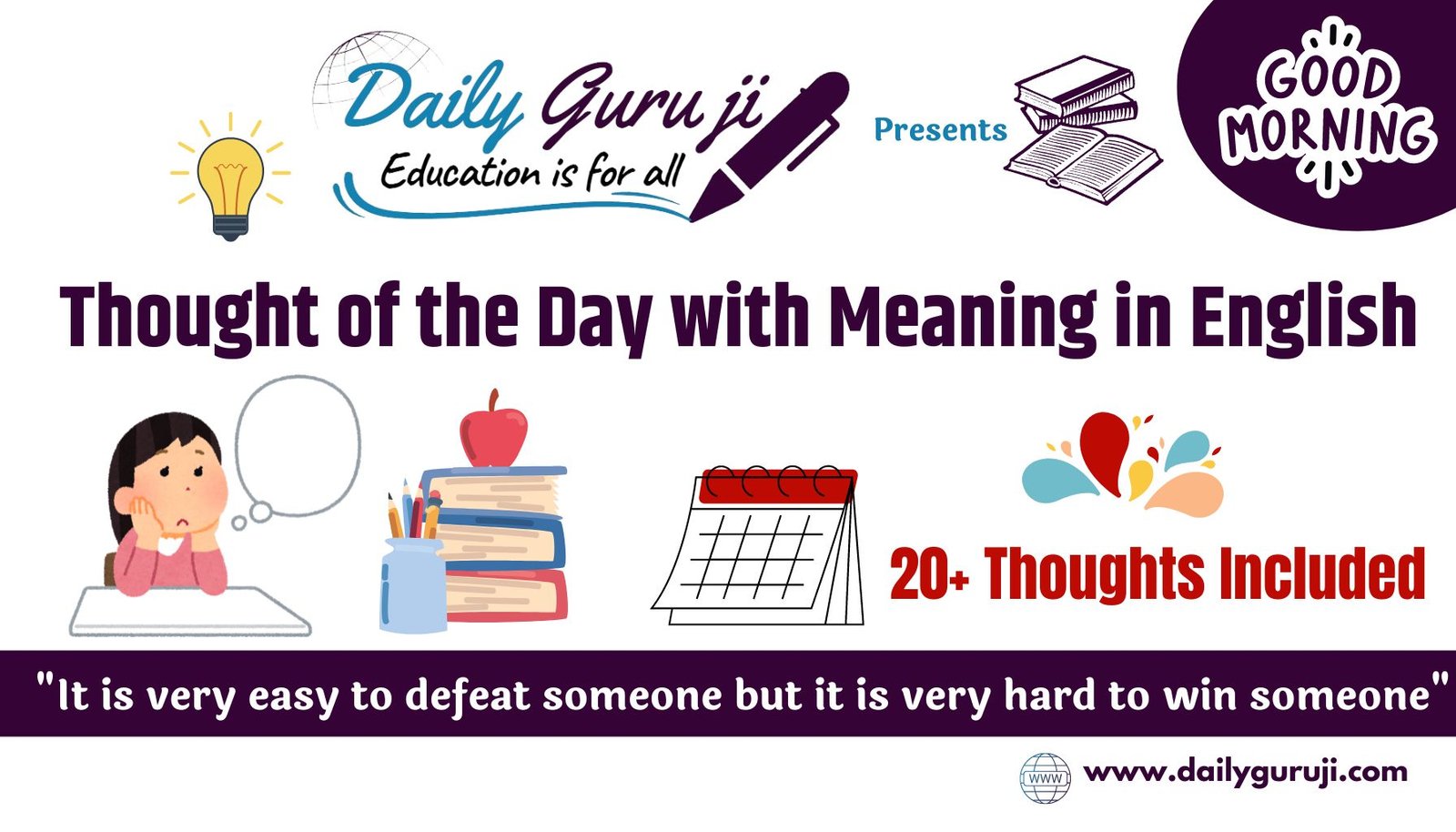 thought of the day in english for education with meaning